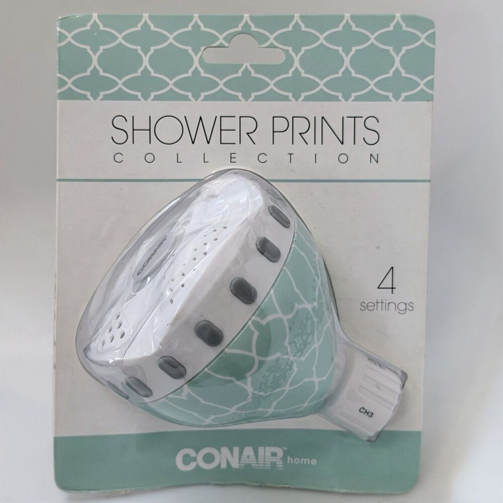 Conair Shower Prints Collection CH3 Shower Head  4 Settings Aqua Ikat Sealed